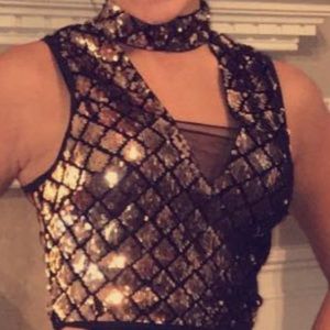 Sequin cut out crop top